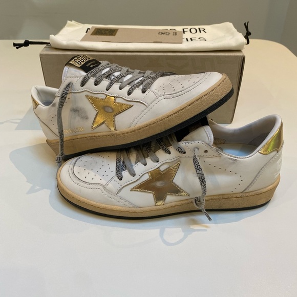 Golden Goose Ball Star Sneaker Milk White Leather/Gold sz 38 New in Box - Picture 12 of 14